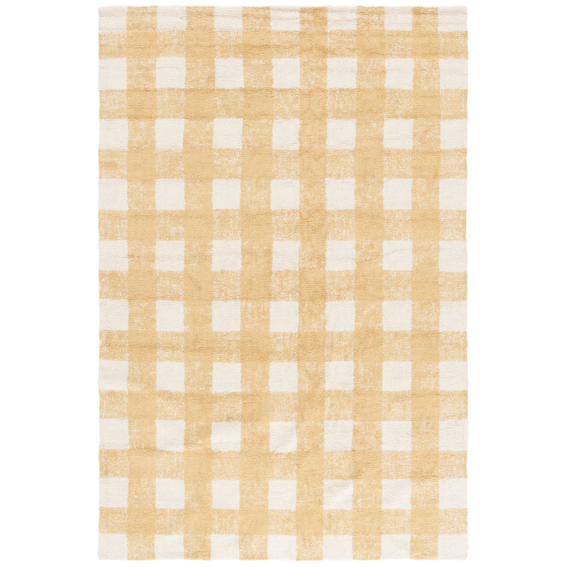 Briaroaks Hand Woven Recyclyed Cotton Pile Machine Washable Plaid Rug, Rectangle 5' x 8'