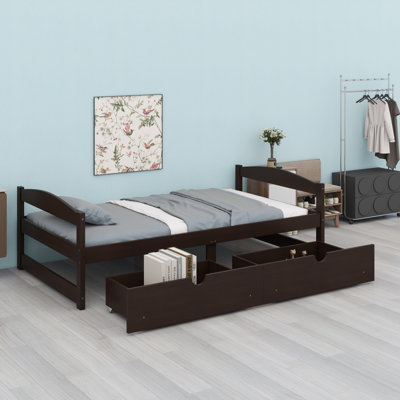 Platform Bed Frame with Under-Bed Storage Drawers