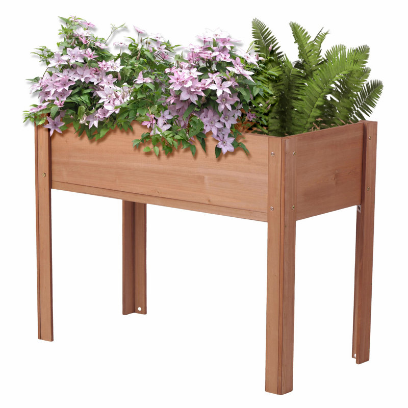 Raised Garden Bed with Legs, Elevated Wooden Planter Box for Outdoor Plants Flowers Fruits Vegetable Herb Growing, Brown
