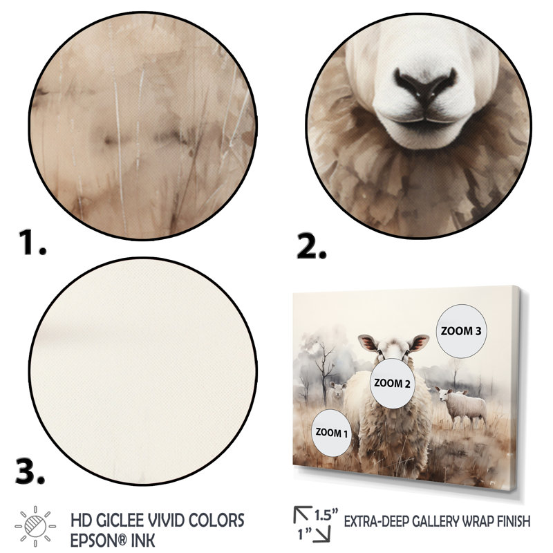 Sheep Silent Symphony - Sheep, art encadré, Toile tendue, H 30 po x l 40 po x P 1,5 po