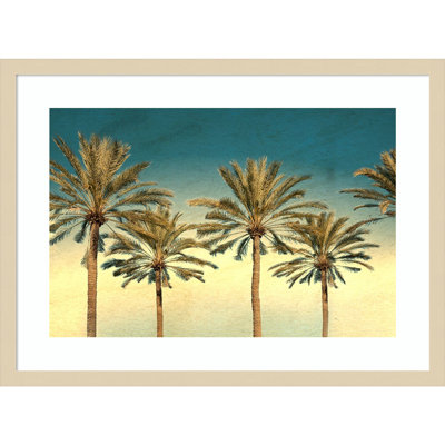 «Distress Palm Trees» par Daniel Stein, reproduction d'art encadrée sur bois
