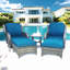 Ensemble de meubles de patio en osier - Ensemble modulaire d'extérieur en rotin 5 pièces avec chaises berçantes pivotantes, repose-pieds et table d'appoint pour le jardin