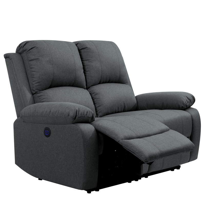 Andelko 2 Seater Linen Electric Reclining Sofa, Dark Grey