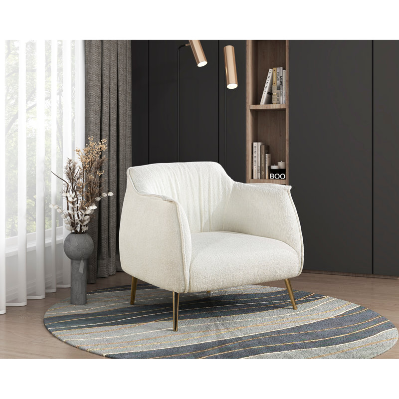 Chaise rembourrée blanche Boucle