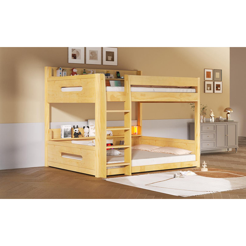 Queen over Queen Bunk Bed, Wood
