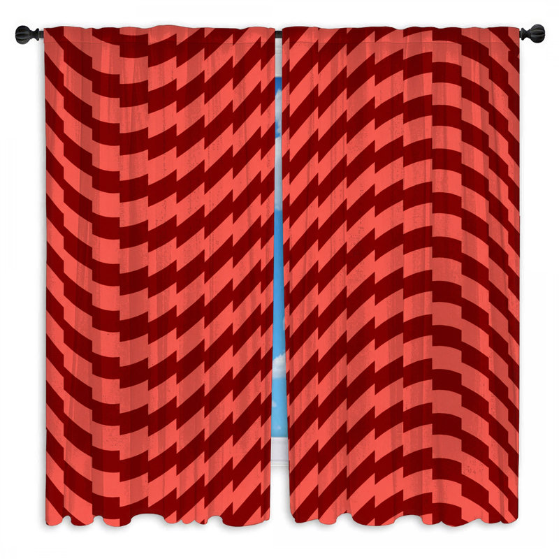 Rideaux de fenêtre à motif géométrique rouge obscurcissant et obscurcissant - 2 panneaux, 40in x 50in - 2 panels, Sheer