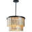 Johncarl 5 Light Modern Coastal Natural Capiz Shell Chandelier in Black Lighting