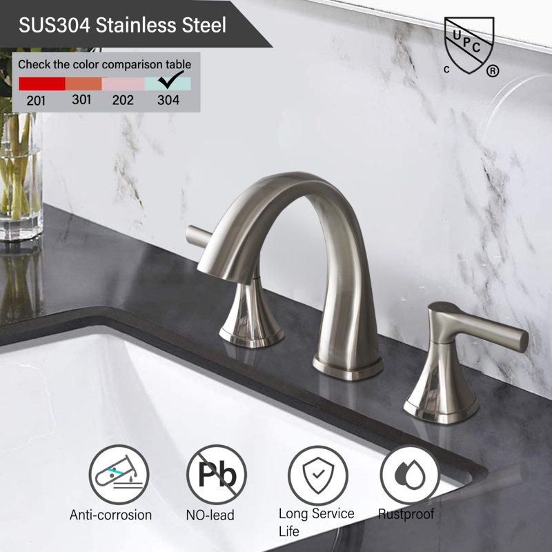 2-Handle Stainless Steel Bathroom Sink Faucet, Brushed Nickel