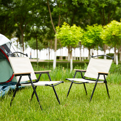Chaise pliante d'extérieur 2 pièces pour le camping intérieur, extérieur, pique-nique, plage, cour, barbecue, fête, patio, beige
