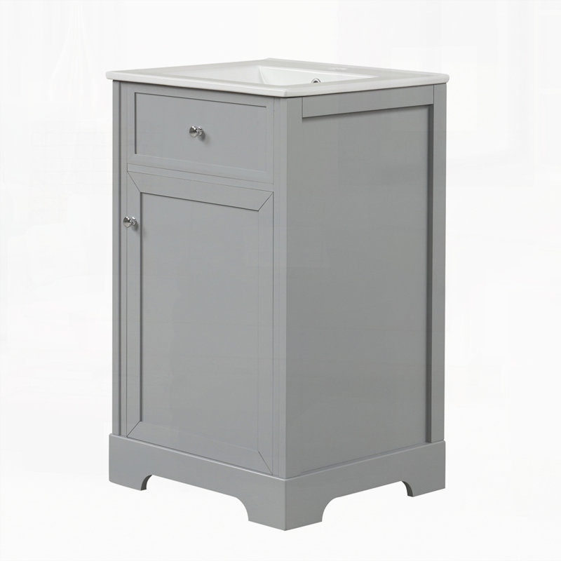 Meuble-lavabo de 20 po avec lavabo et porte à fermeture douce, Gris