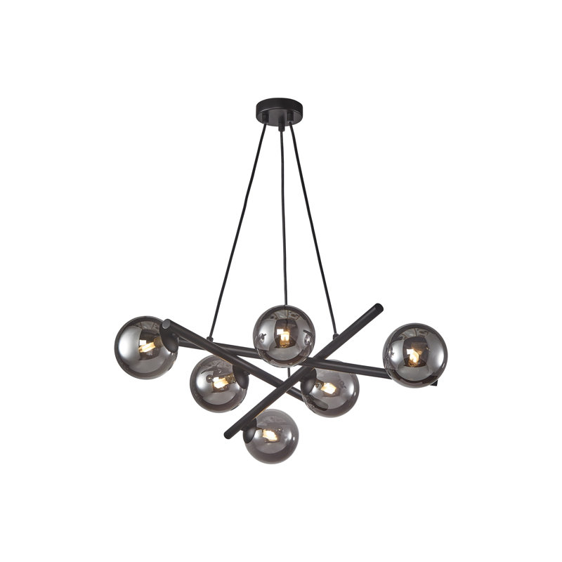 Lustre à 6 lumières Roderick, Fumée, Noir