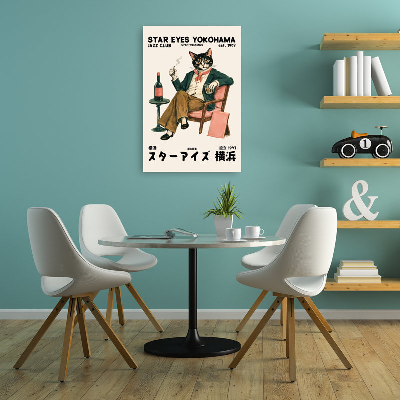 «Jazz Cat Lounge» rétro, art mural rétro, 36" H x 24" W