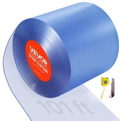 Rideau transparent en PVC, longueur 101 pi x 12 po, rouleau en vrac de bande de porte en plastique, bandes de rideau de congélateur pour portes d'entrée de marché, garage, entrepôt, grange, animalerie