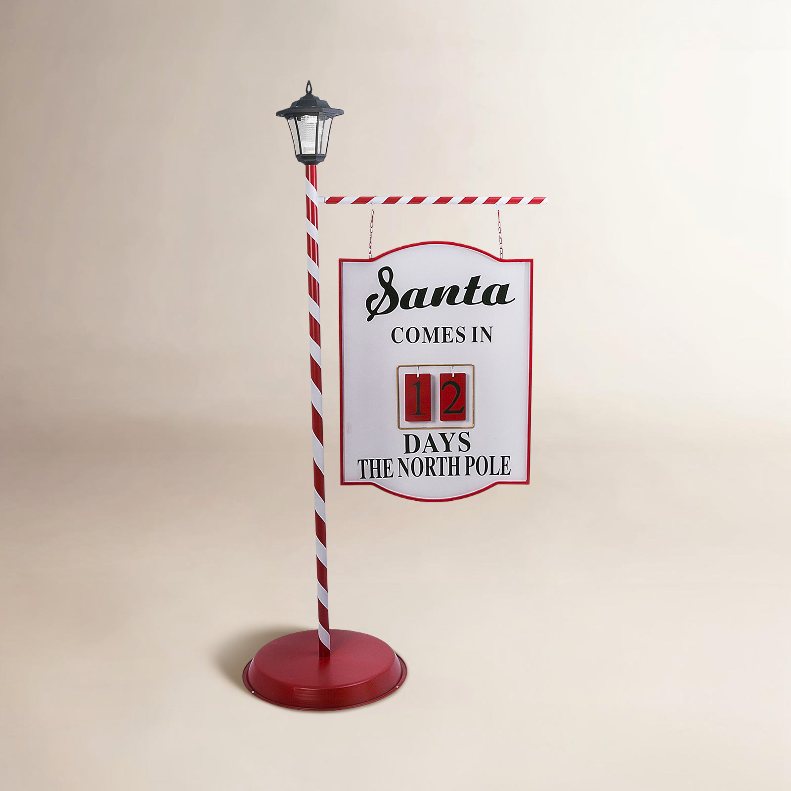 Solar Lighted Metal Santa Joy Yard Sign