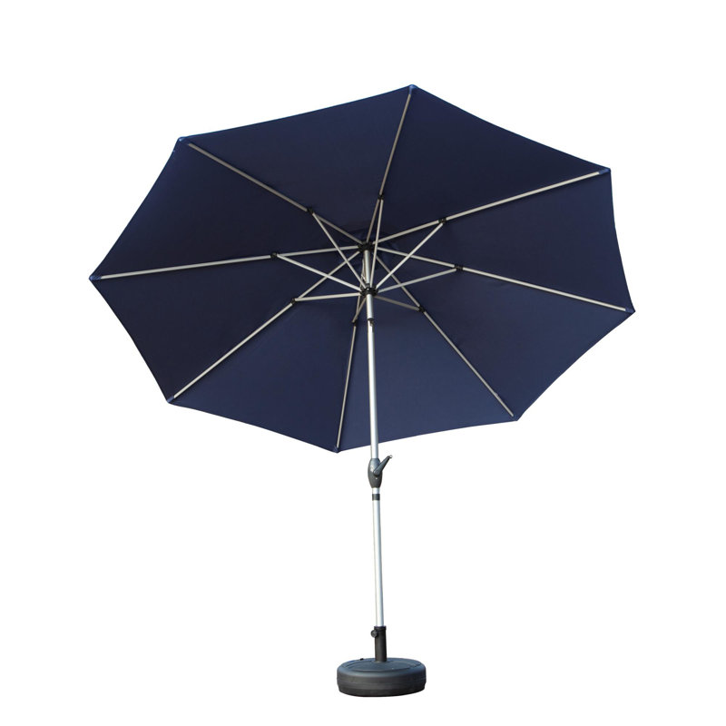 Parasol de patio de 9 pi avec bouton poussoir et protection contre les rayons UV, Marine