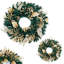 Couronne de Noël artificielle 18 po avec baies et feuilles d'or pour porte d'entrée