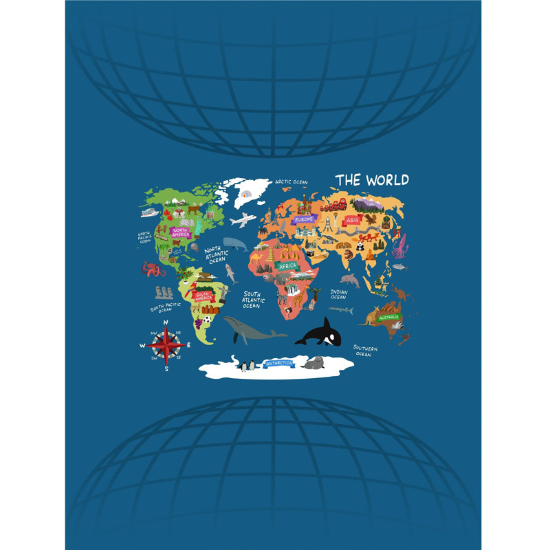  World Map 3 Piece Quilt Set-Twin XL Bedding & 2 Pillow Shams-Hypoallergenic Microfiber