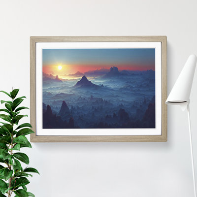 Grand Mountain Sunset 1 Piece Single Picture Frame and Floater Frame Wall Art