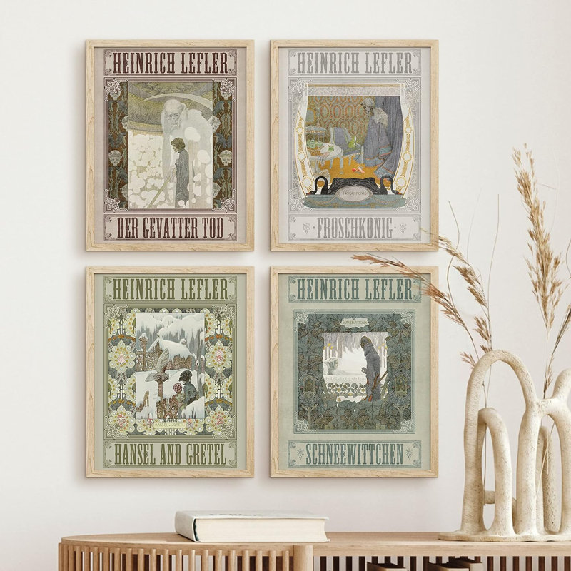 «Bathroom Decor Multicolor Office Leyendecker Floral Flower Tapisserie paysages historique classique encadré sur papier, impression de 4 pièces