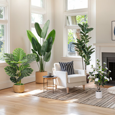 Oakgrove, fausses plantes, feuille de bananier, oiseau, paradis en pot en plastique noir
