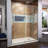 DreamLine Flex 34 inch D x 60 inch W x 74 3/4 inch H Semi-Frameless Pivot Shower Door in Chrome with Left Drain White Shower Base Kit-29345713-29345715-132400584