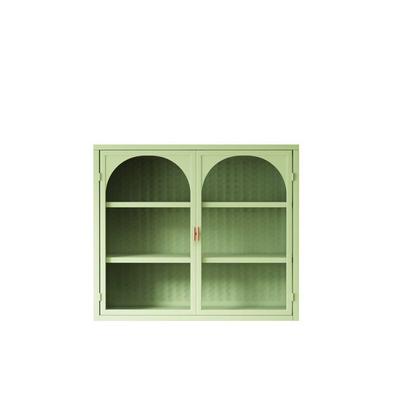 Armoire murale moderne avec portes en verre de 27,34 po, trois espaces de rangement pour différentes pièces, motif tissé, espace de rangement au design polyvalent, look n'importe où, polyvalente