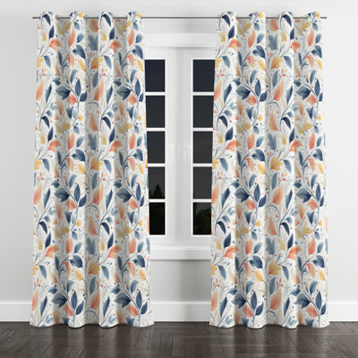 Rideaux obscurcissant Boho - Rideau à œillets à motif cachemire botanique orange - 1 panneau