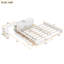 Lit de jour double plateforme Allee avec lit gigogne simple et 3 tiroirs, lit double en bois avec bureau roulant et tête de lit avec tablettes de rangement-1910247175