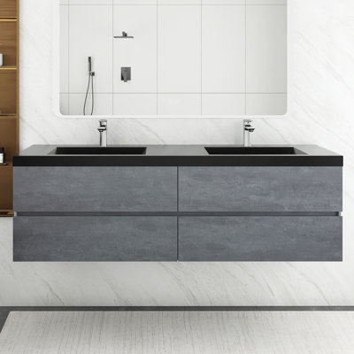 Oyog 72'' Double Bathroom Vanity with Quartz Top