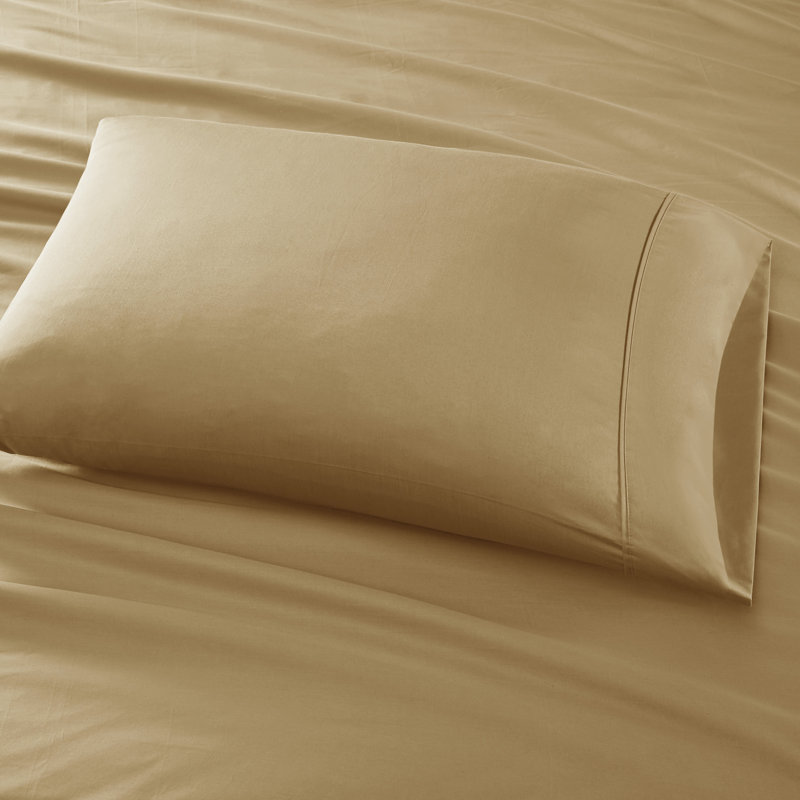 Gold Pima Cotton Sateen Split King Sheet Set