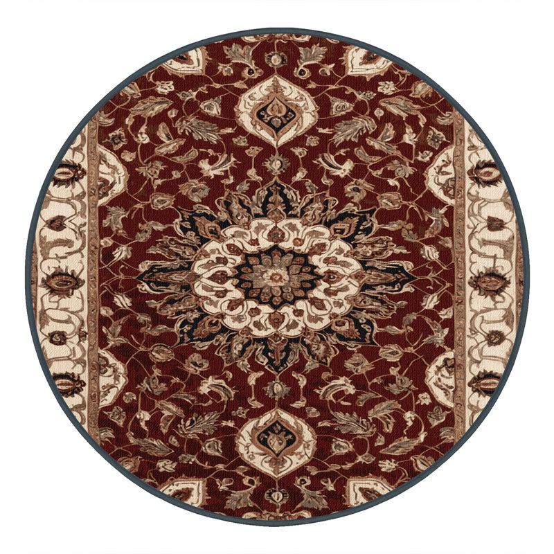 Tapis brun lavable à la machine, Rond 3 pi