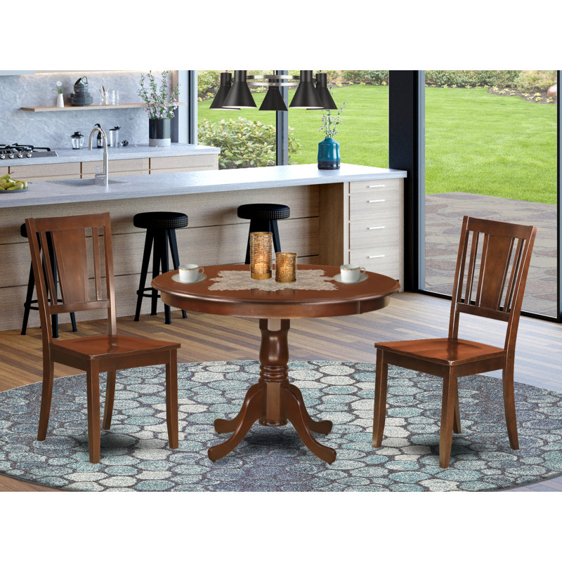 Ensemble de salle à manger en bois massif Maffra, 3 (1 table + 2 chaises), Wooden