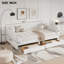 Grand lit plateforme tapissier avec USB et 2 tiroirs, blanc-1199941617-1199941618-1199941629
