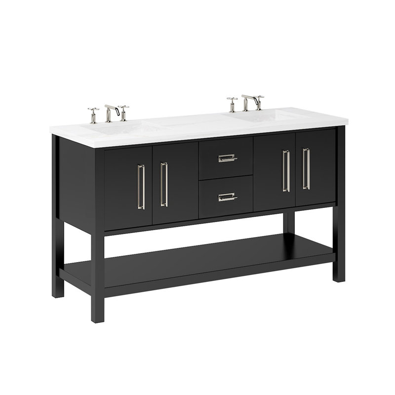 Kiawah Double Bath Vanity, Noir, Satin Nickel, 60"