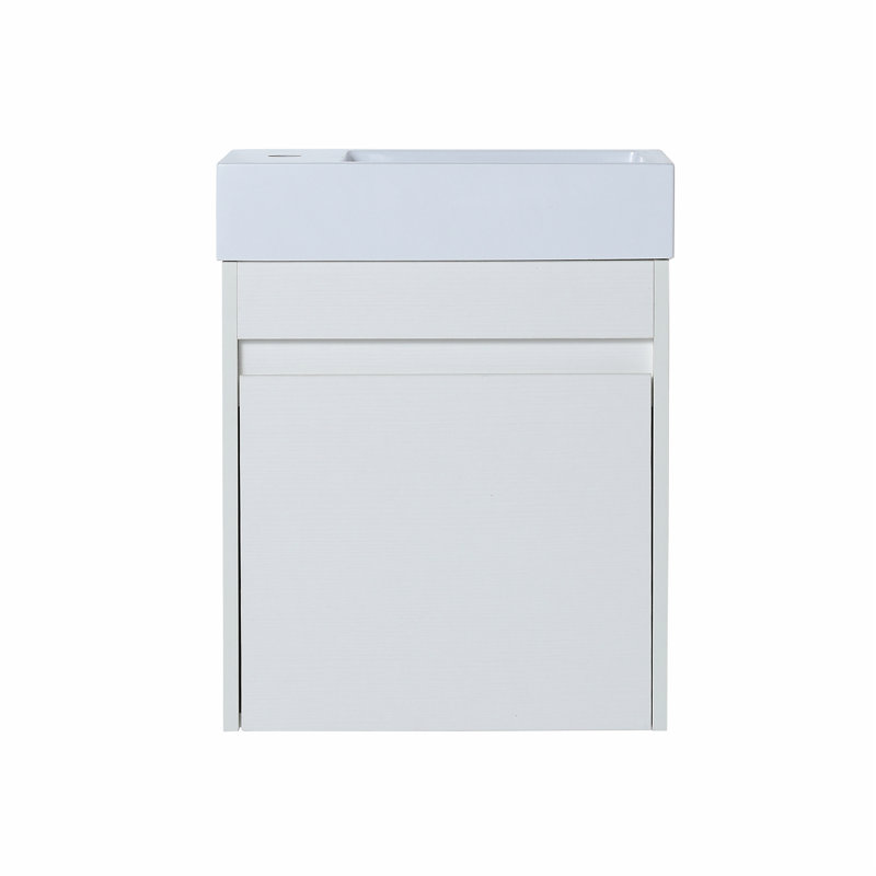 Meuble-lavabo flottant mural avec lavabo en résine et porte d'armoire à fermeture en douceur, meuble-lavabo avec rangement pour la maison