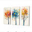 5 saisons, orange et bleu, arbre, reflets III, ensemble d'art mural abstrait Mid-Century-107212714-107212712