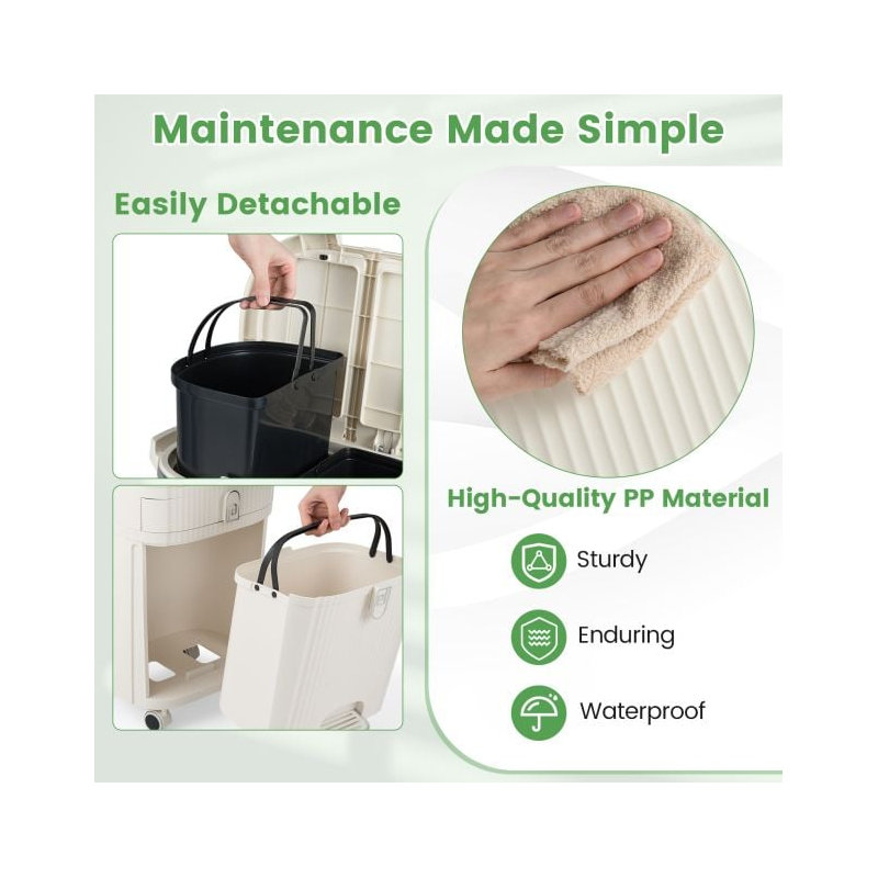 Plastic Waste Bin, Beige