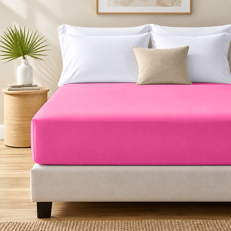 Paul's Microfibre Super Soft Brushed Deep Fitted Bed Sheet, Kingsize (5'), Pink