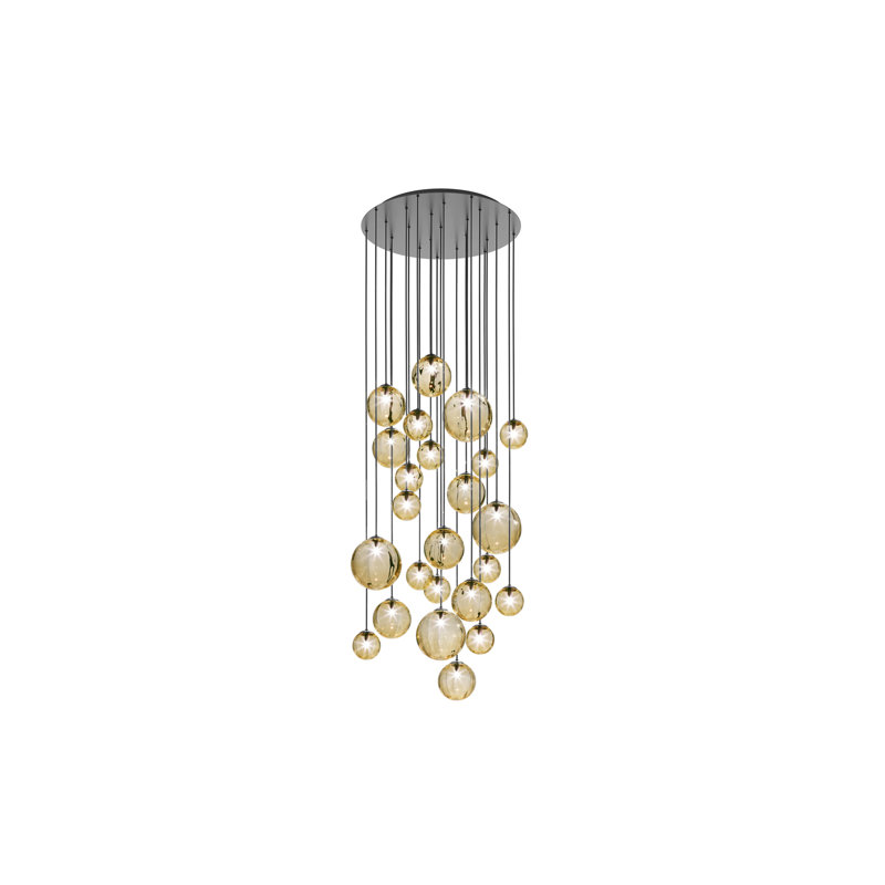 Puppet Suspension R24 Smoky Transparent Glossy Chrome G9 Ul, Amber Transparent, Matte Black