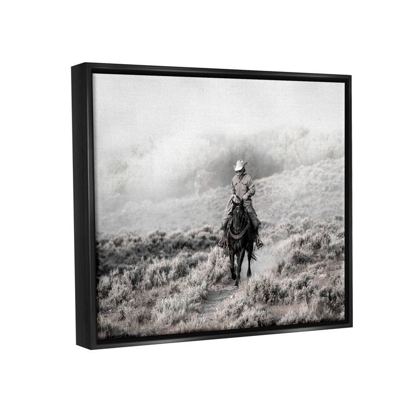«Cowboy On Horse Country Plains» par Danita Delimont, photographie, Cadre flottant noir de jais, H 25 po x l 31 po x P 1,7 po