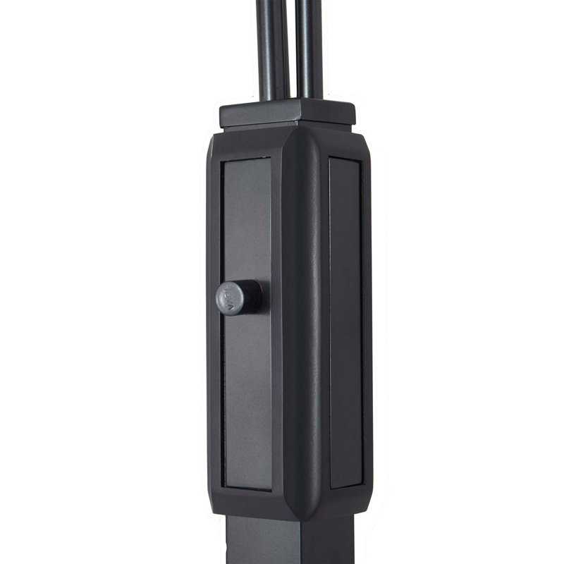 Charcoal Gray Gunmetal 3-Light Arc Floor Lamp with Amber Mica Shades