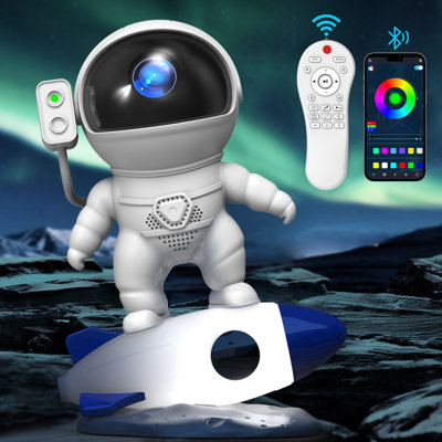 Lampe de projecteur astronaute Rocket Nebula avec minuterie, télécommande et haut-parleur Bluetooth pour la chambre à coucher et la maison