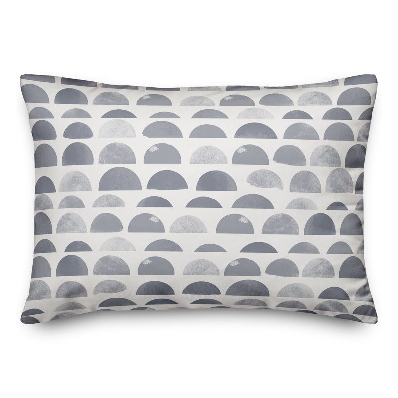 Housse et insert de coussin rectangulaire extérieur demi-cercles 17, Bleu