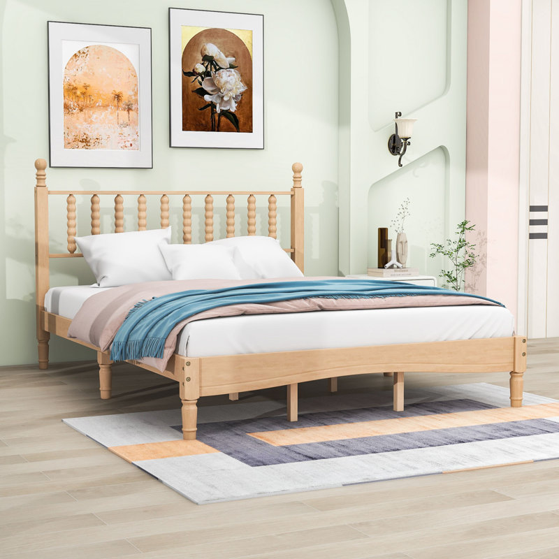 Grand lit plateforme en bois