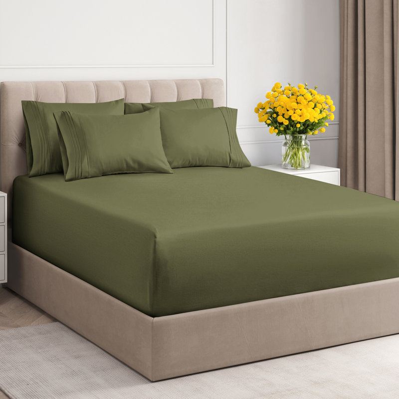 6 Piece Extra Deep Pocket Sheet Set, Cooling & Breathable Bed Sheets, Soft Hotel Luxury Bedding, Fits 18–24 Inch Mattress