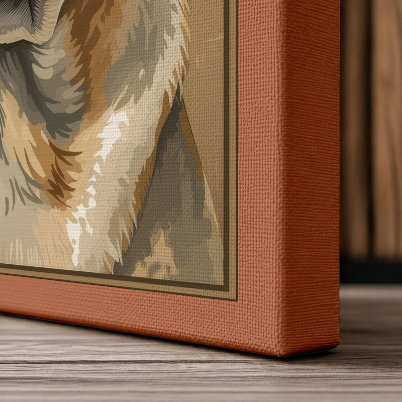 Dignified Pug Modern - Wrapped Canvas, 36x24 - 91.4 x 61.0 cm, Terracotta Border