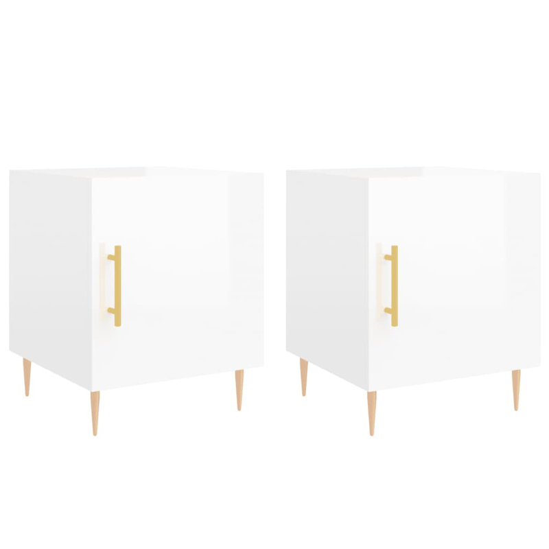 Bouzov 40cm W Iron Bedside Table, High Gloss White