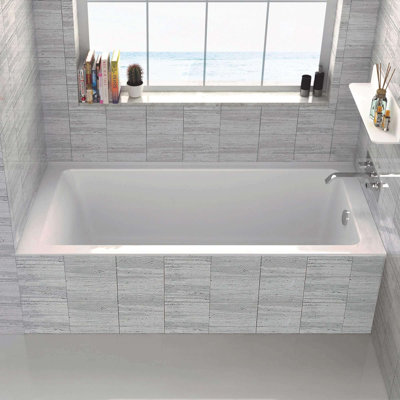 Alcove Soaking Fiberglass Bathtub