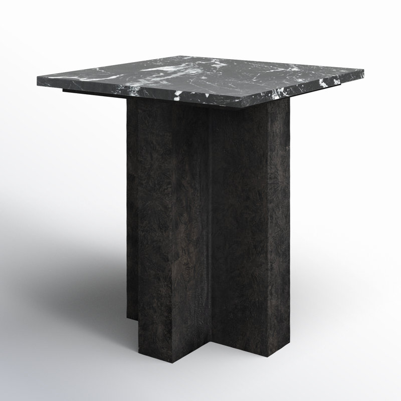 Terrell Black Marble and Aluminum End Table