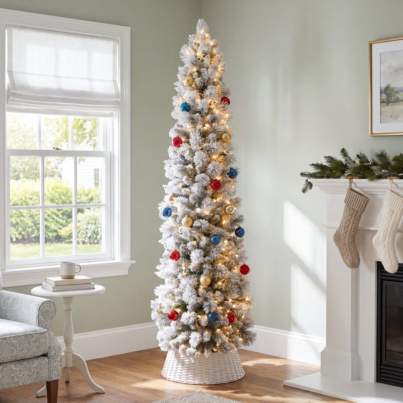 Lighted Artificial Pine Christmas Tree, 7.5' H